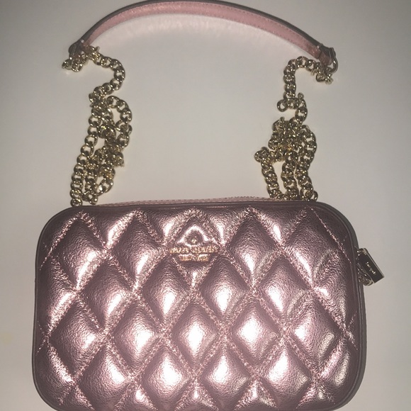 KATE SPADE ♠️ QUILTED METALLIC LEATHER CROSSBODY CARD CASE SET - Picture 5 of 15